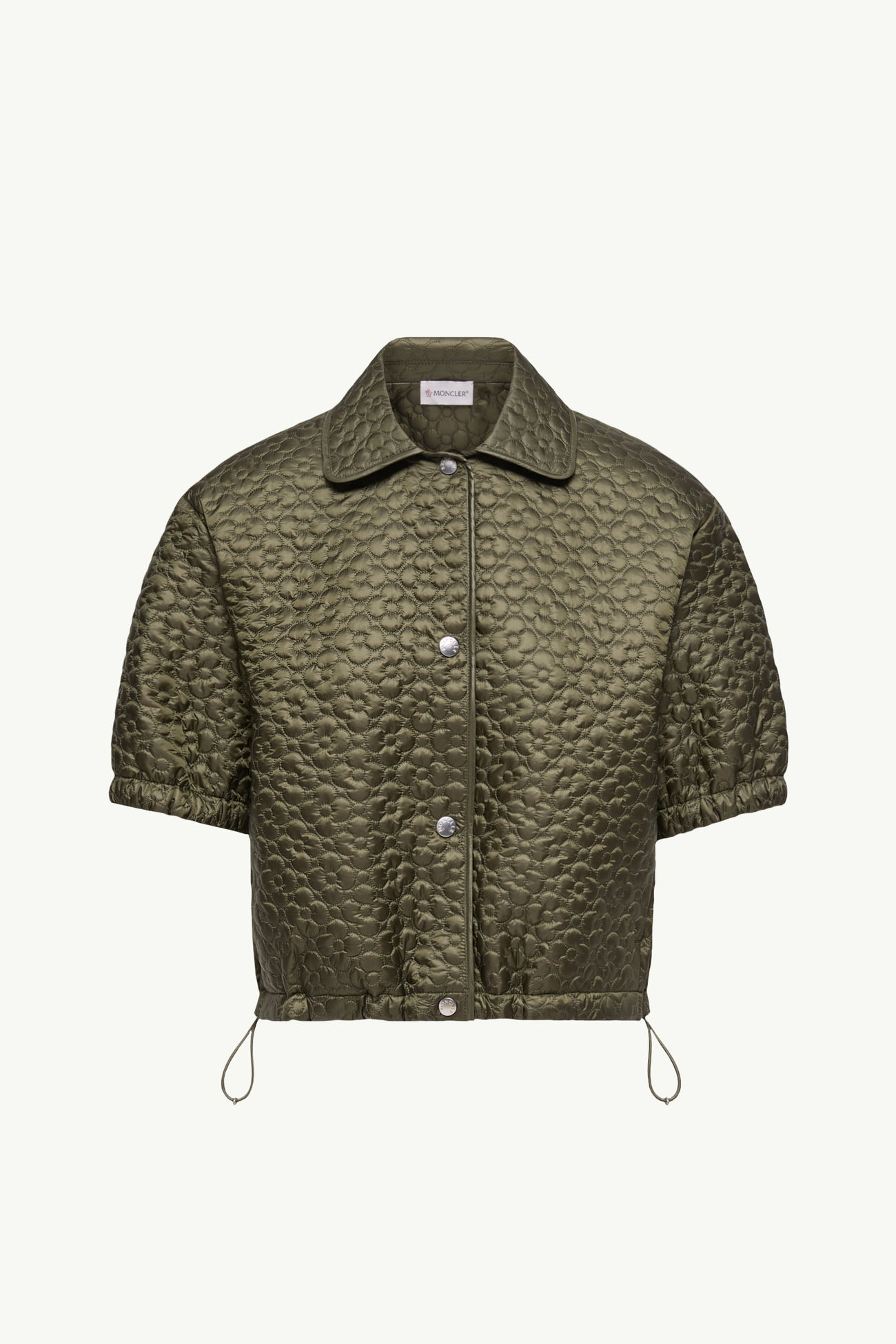 플로럴 퀼팅 패딩 쇼트 슬리브 셔츠 여성 올리브 그린 Moncler 2