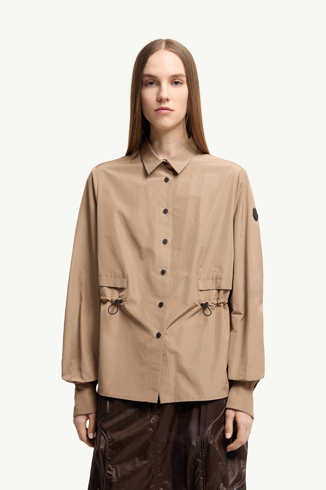 Long Sleeve Cotton Blend Shirt Women Beige Moncler 3