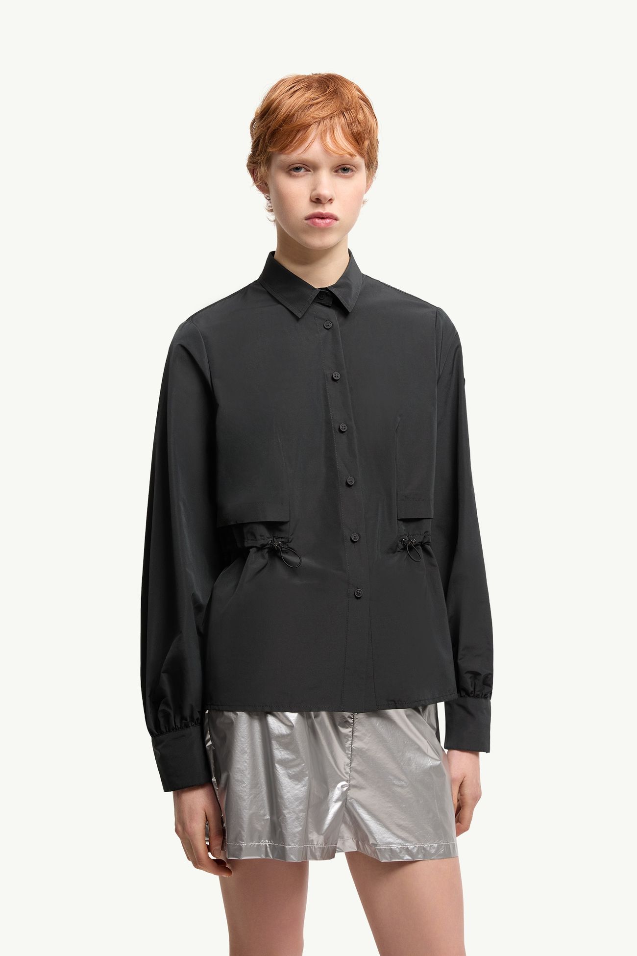 Long Sleeve Cotton Blend Shirt Women Black Moncler 3