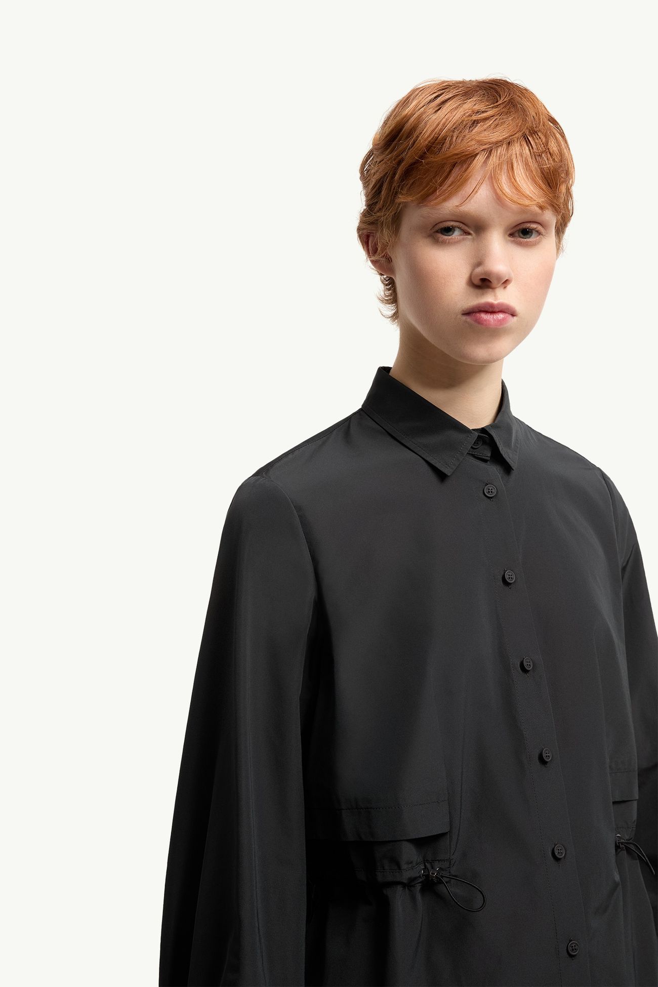 Long Sleeve Cotton Blend Shirt Women Black Moncler 5