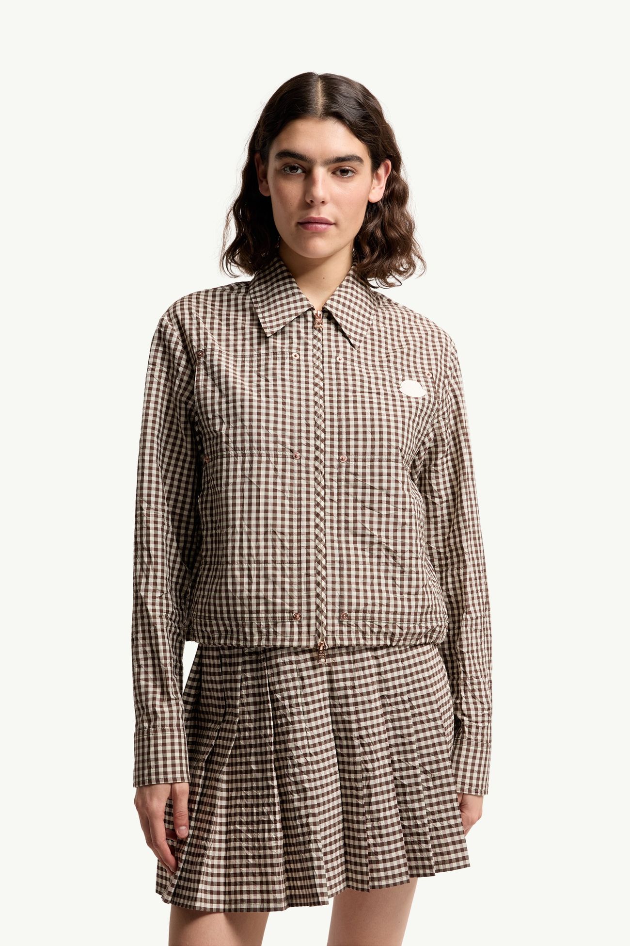 Vichy Cotton Blend Shirt Women White & Brown Moncler 3