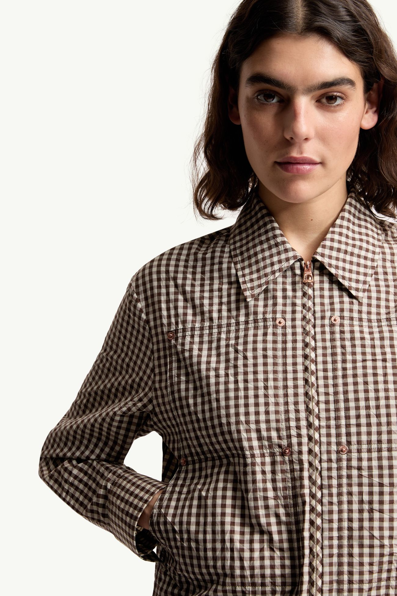 Camicia in misto cotone vichy Donna Bianco & Marrone Moncler 5