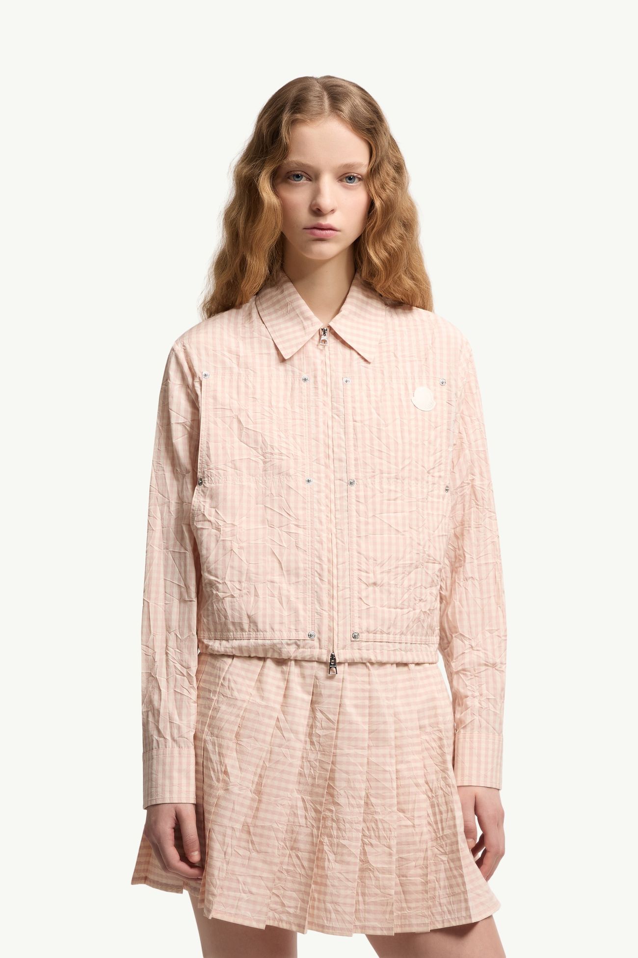 Chemise en coton mélangé à motif vichy Femmes Rose Clair Moncler 3