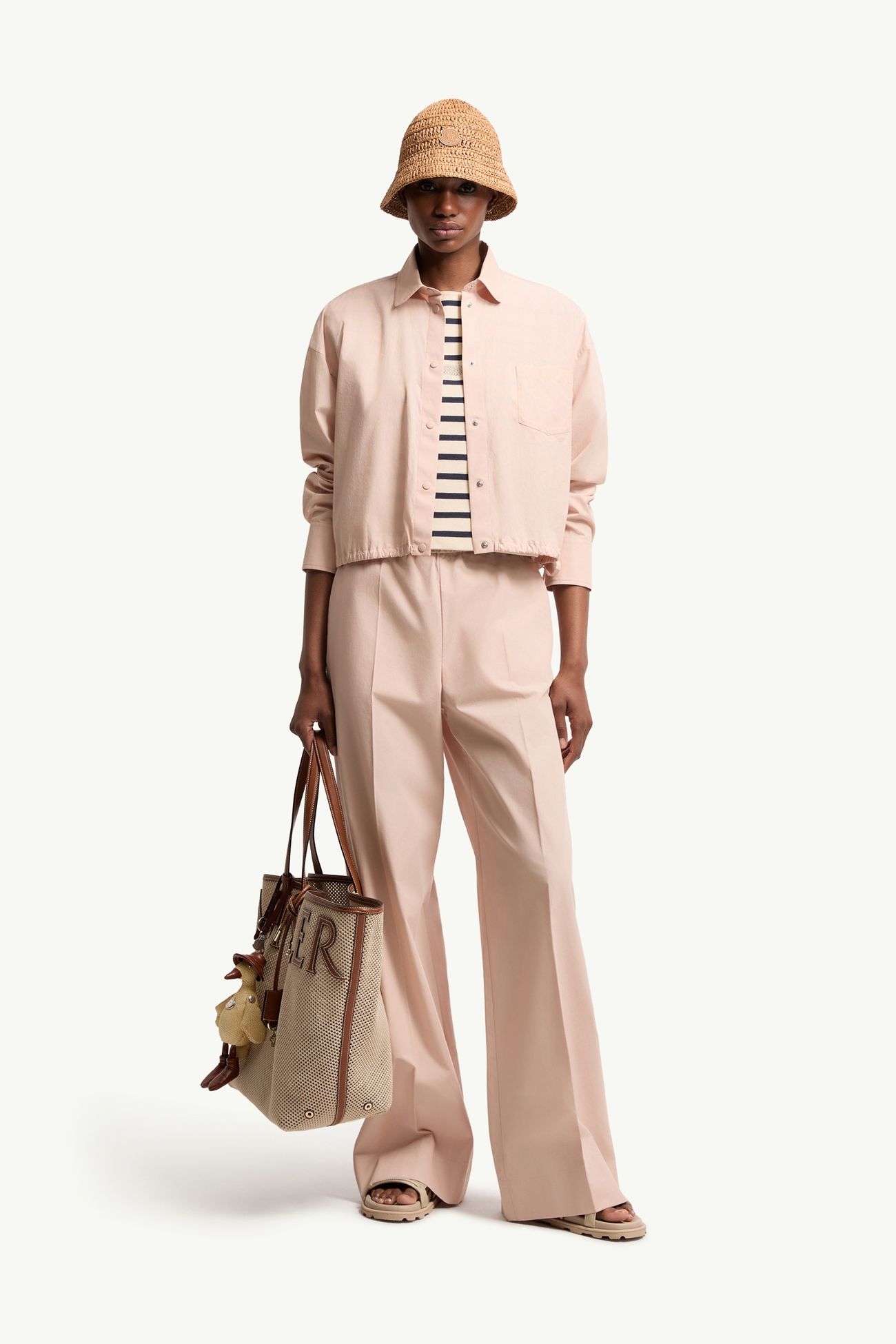 Chemise en popeline de coton à manches longues Femmes Rose Moncler 0