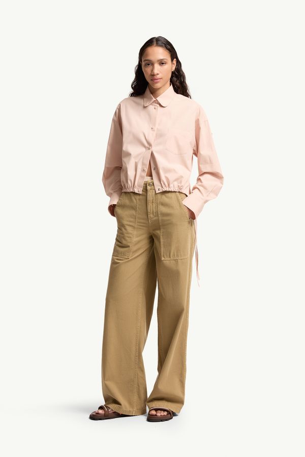 Chemise en popeline de coton à manches longues Femmes Rose Moncler 0