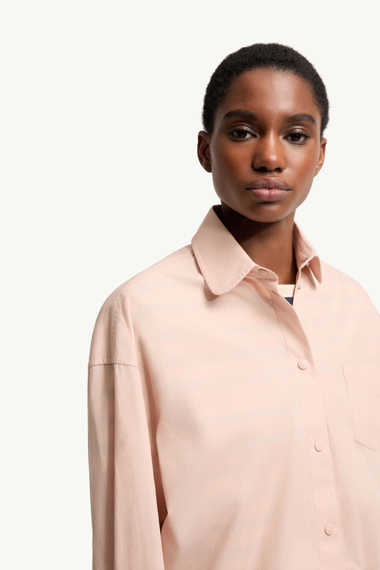 Camisa de manga larga de popelina de algodón Mujer Rosado Moncler 5