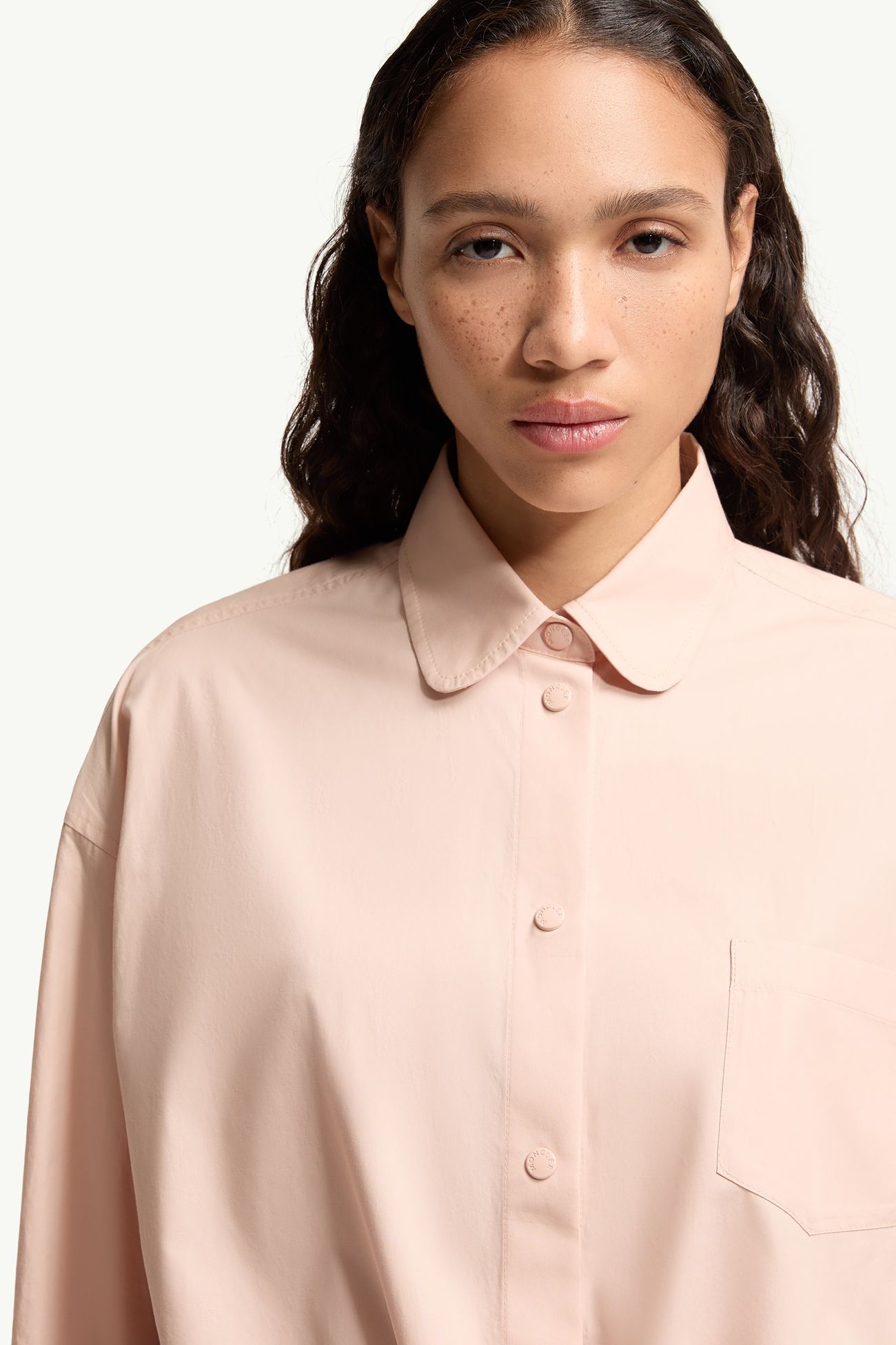 Camicia a maniche lunghe in popeline di cotone Donna Rosa Moncler 6