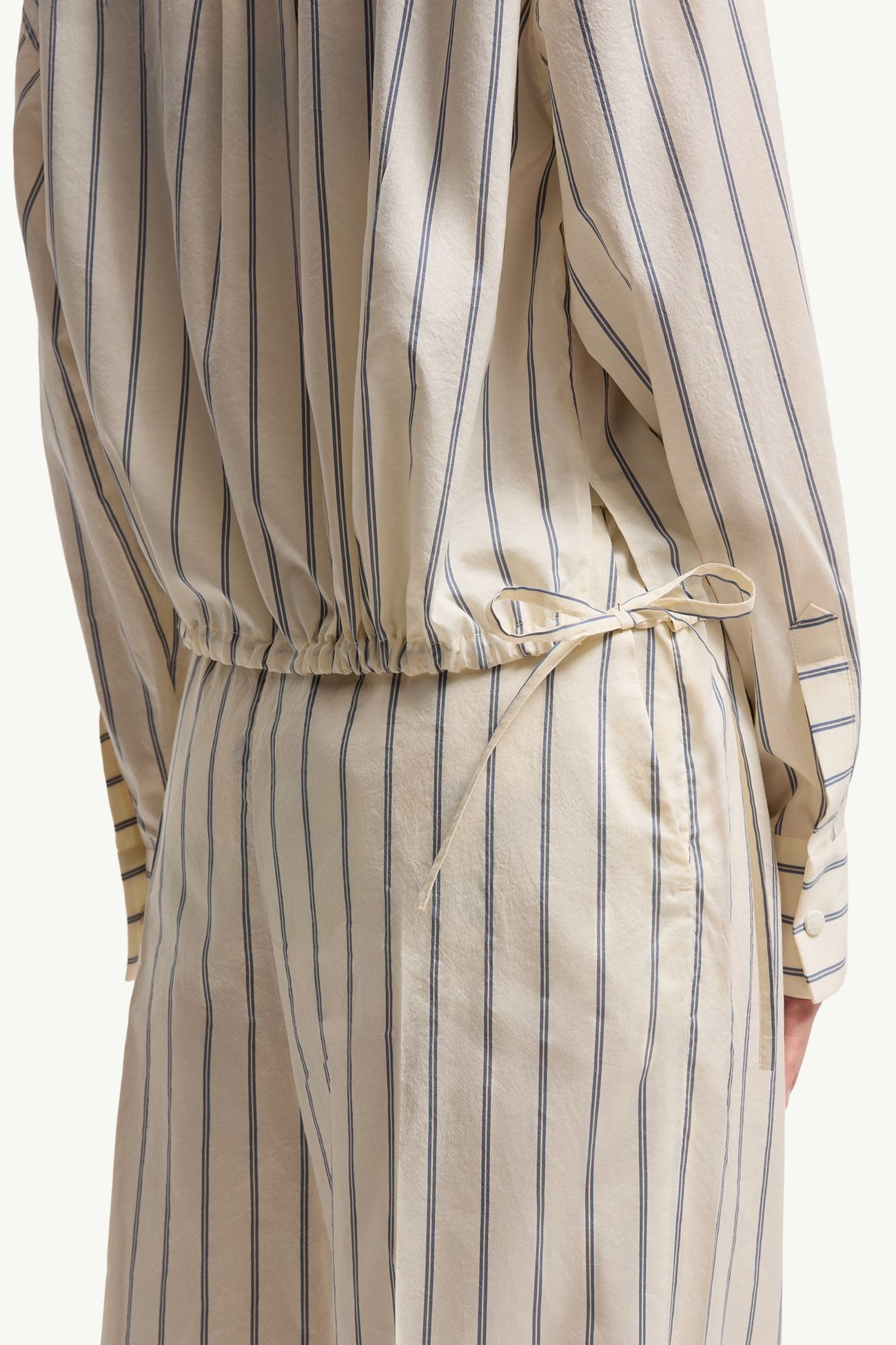 Camicia a maniche lunghe in cotone e seta a righe Donna Bianco Avorio Moncler 5