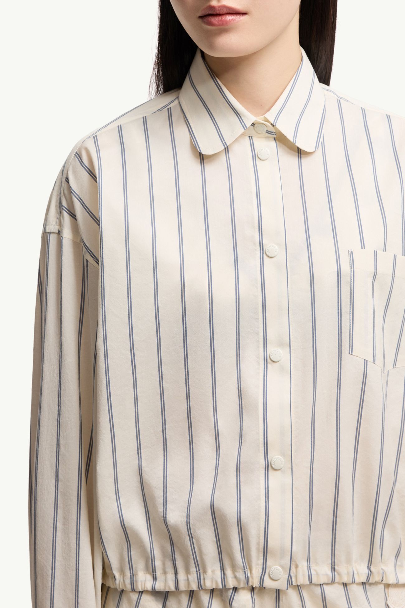 Camicia a maniche lunghe in cotone e seta a righe Donna Bianco Moncler 6