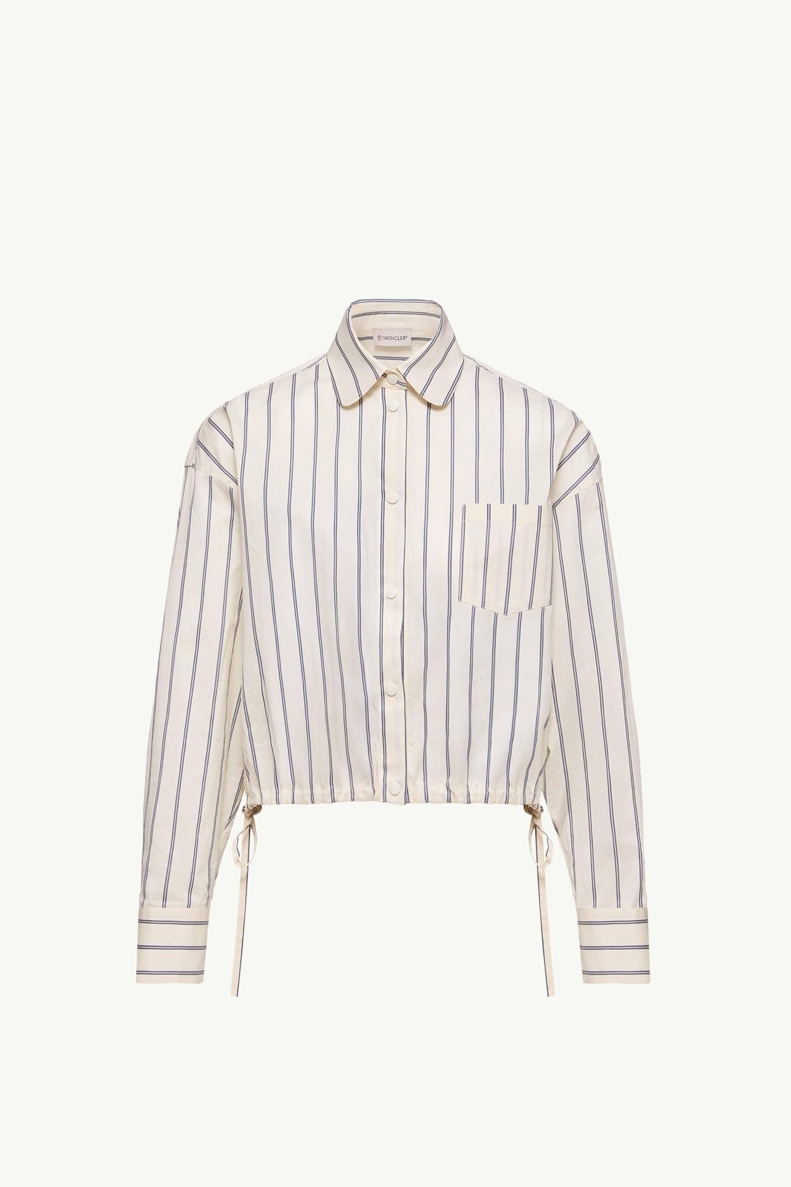 Striped Cotton & Silk Long Sleeve Shirt Women White Moncler, 1 of 0