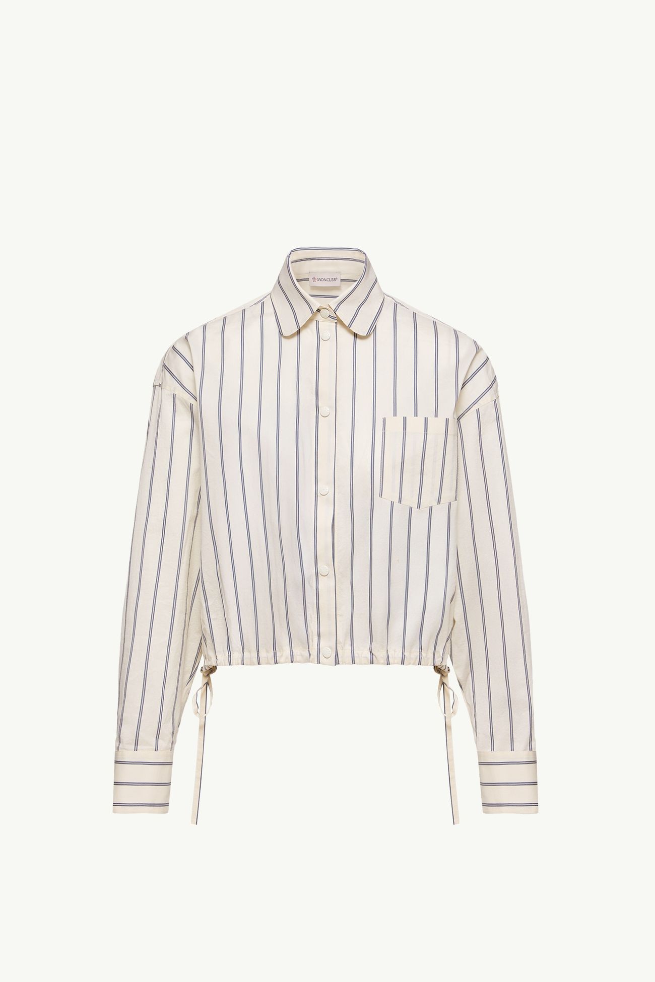 Chemise rayée à manches longues en coton et soie Femmes Blanc Moncler 2