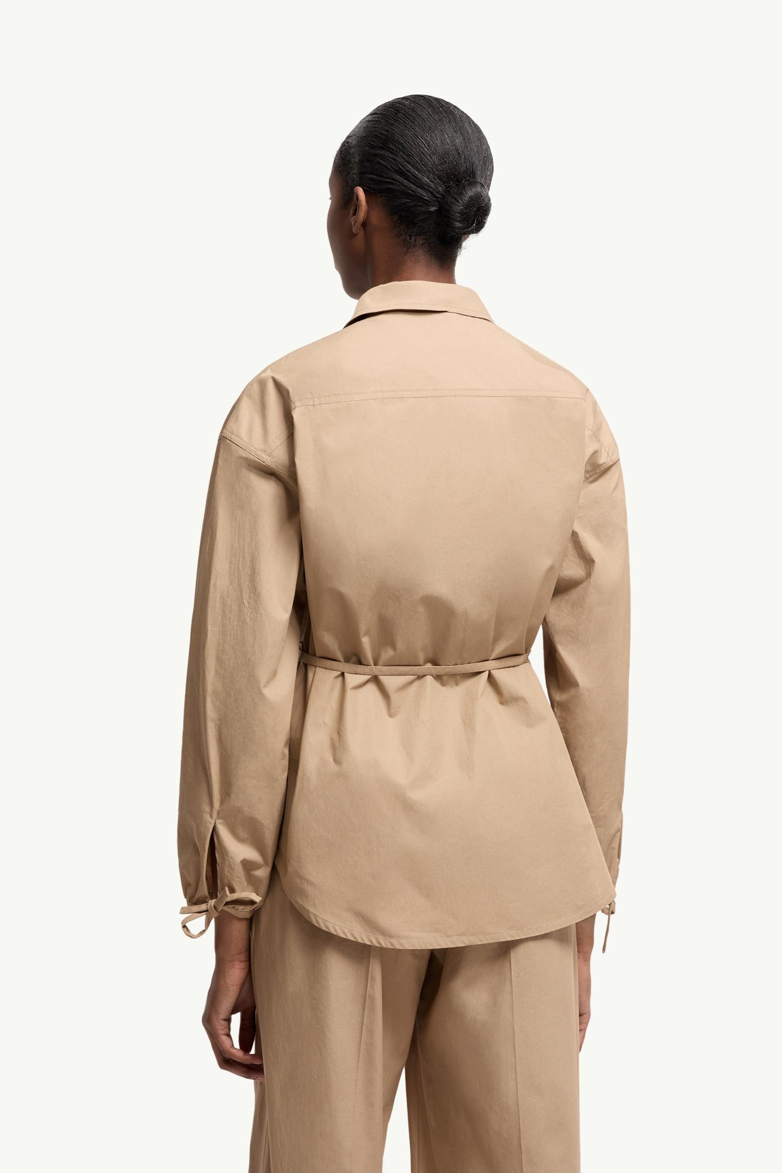Beige Cotton Poplin Zip-Up Shirt Jacket - Tops & T-shirts for