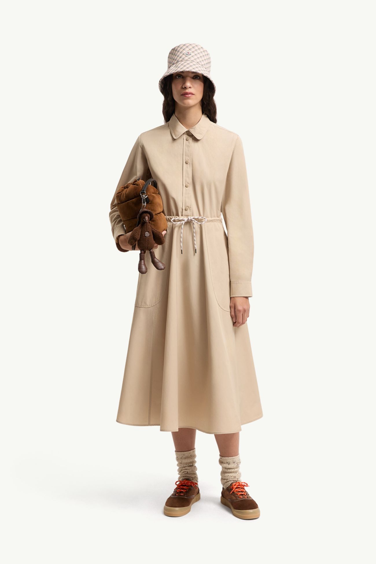 포플린 미디 셔츠 드레스 여성 베이지 Moncler 0