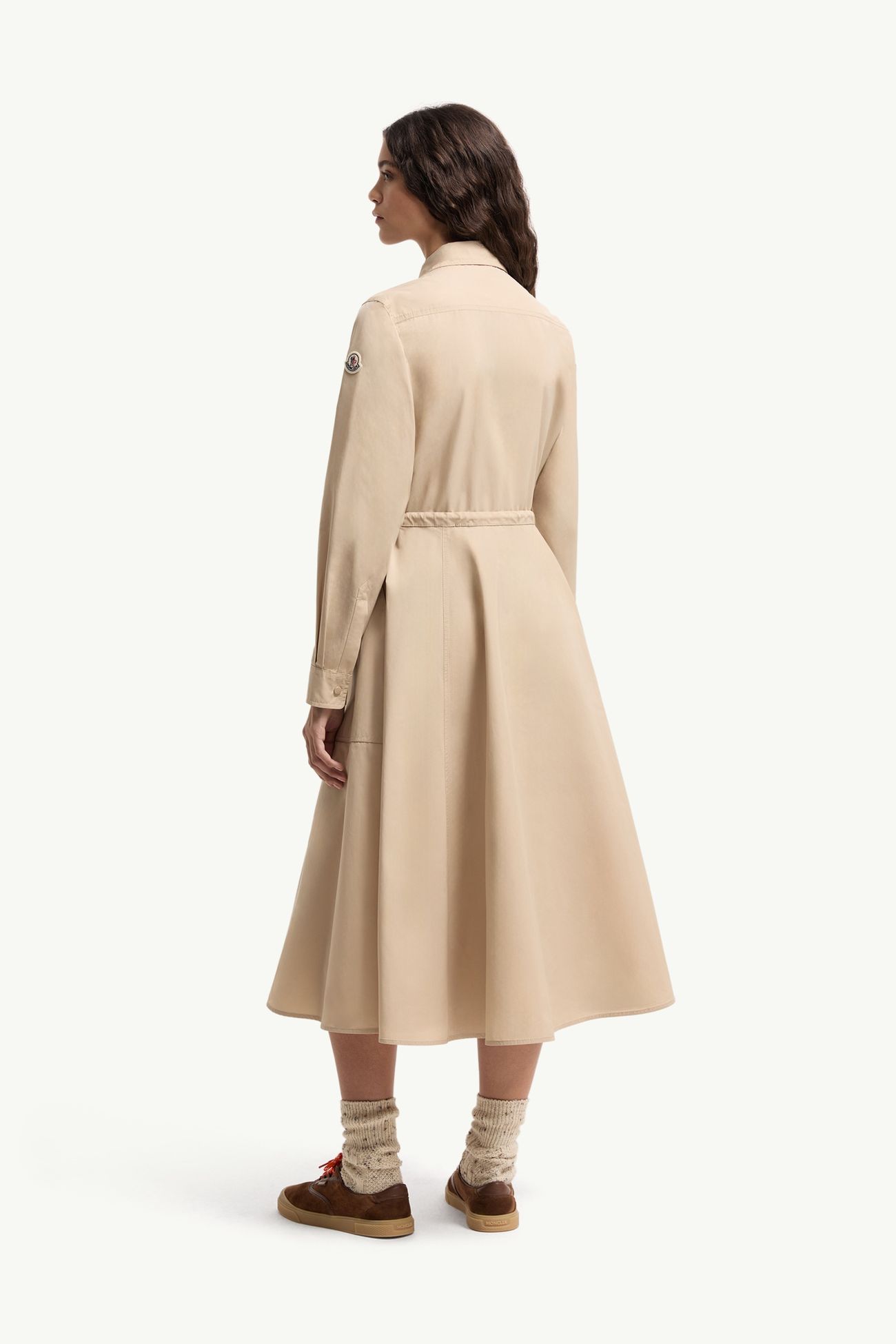 Vestido camisero midi de popelina Mujer Beige Moncler 4