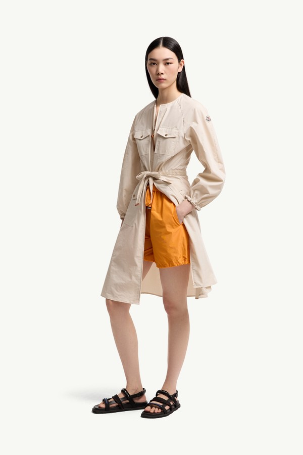 Pleated Poplin Dress Women Light Beige Moncler 0