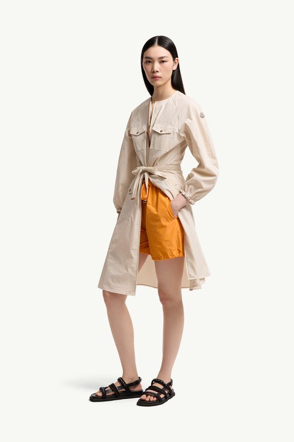 Robe plissée en popeline Femmes Beige Clair Moncler 0