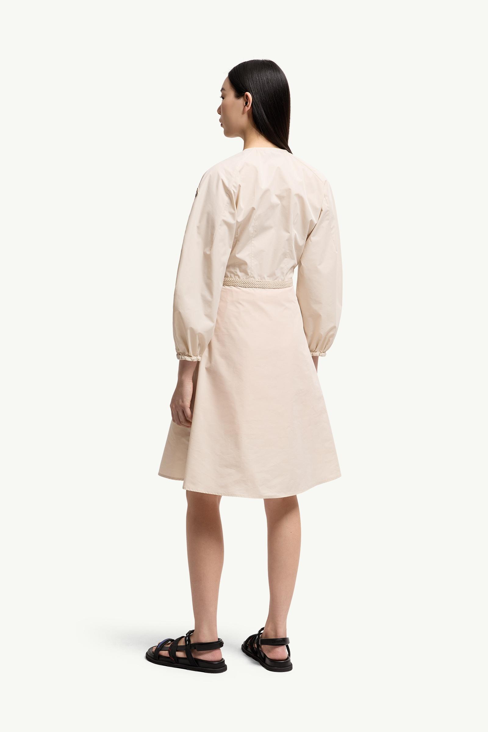 Light Beige Pleated Poplin Dress - Dresses for Women | Moncler US