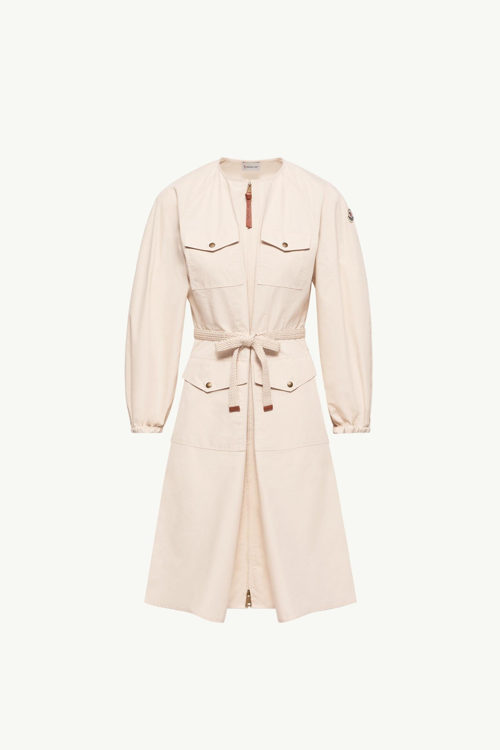 Pleated Poplin Dress Women Light Beige Moncler