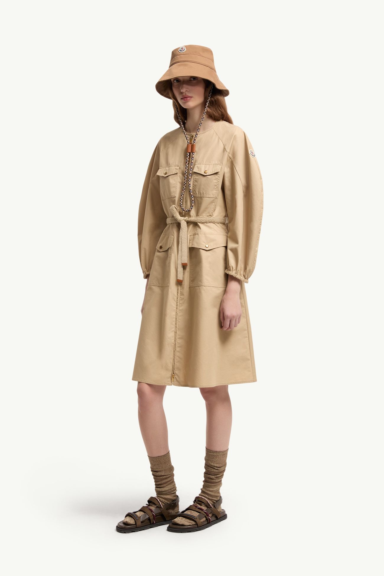 Poplin Dress Women Light Beige Moncler 0