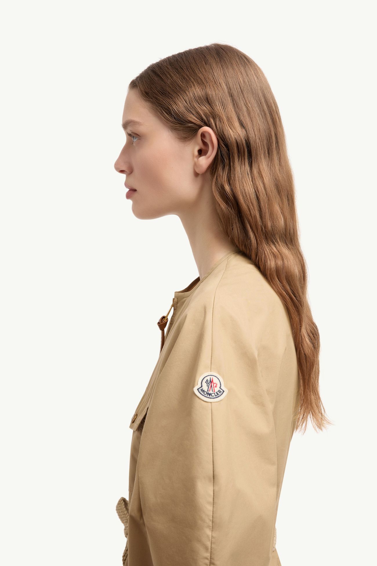 褶飾府綢連身裙 女士 淺米色 Moncler 1