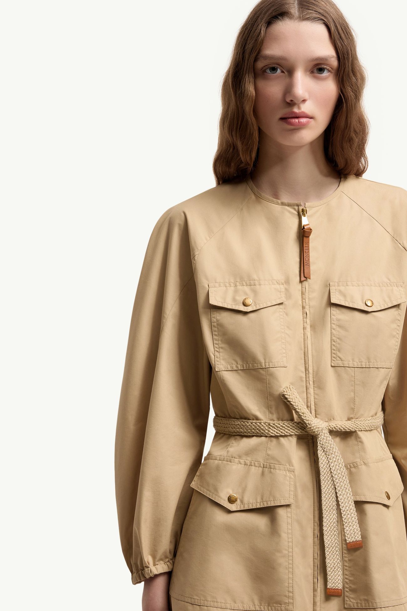 Faltenkleid aus Popeline Damen Hellbeige Moncler 5