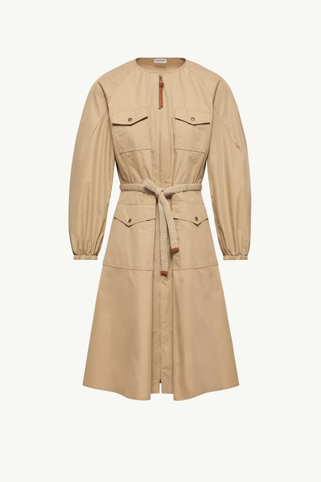Vestido plisado de popelina Mujer Beige Claro Moncler 2