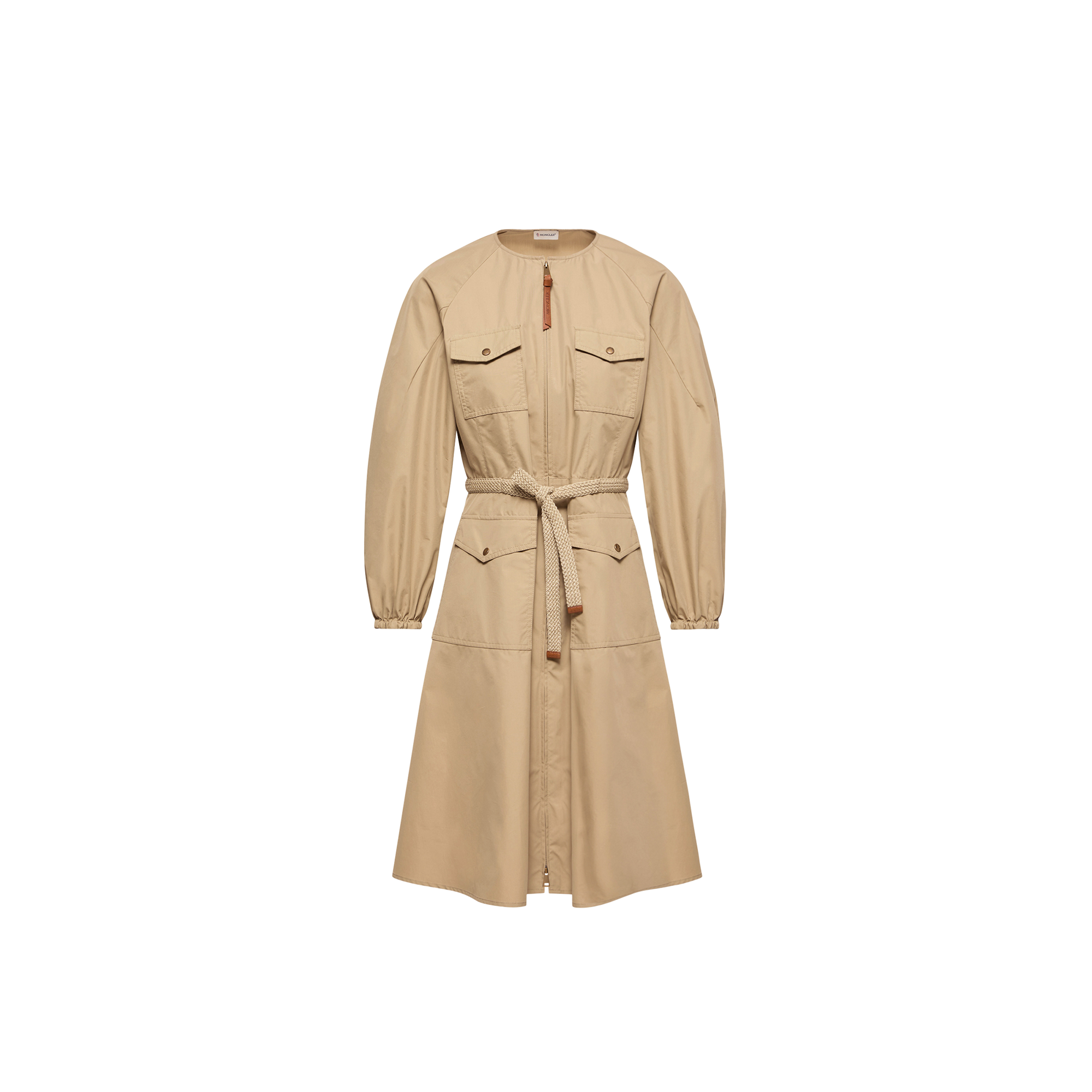 Moncler   Pleated Poplin Dress for Women in Beige, Size: 44