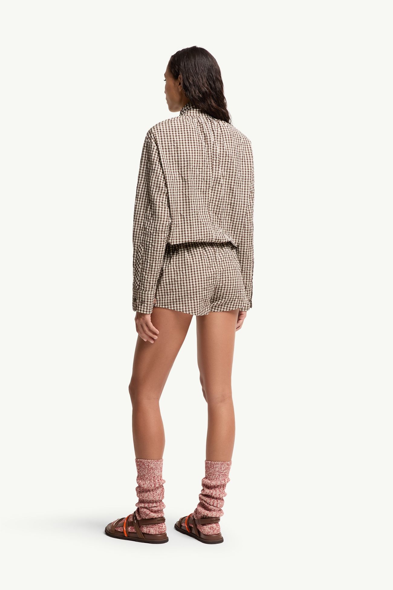 Vichy Romper with Bow Women White & Brown Moncler 4