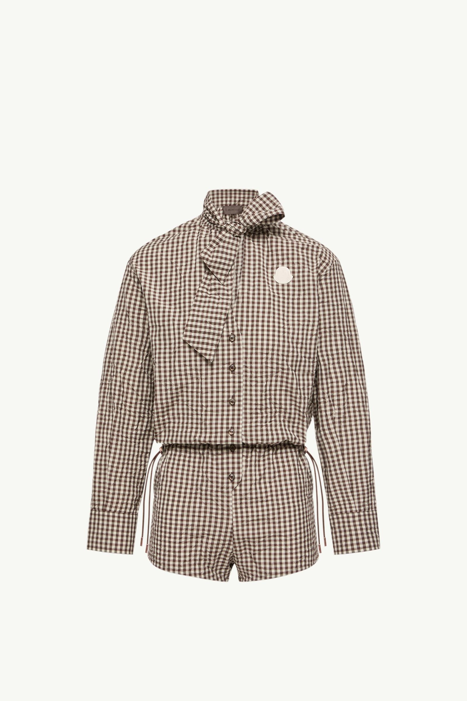 Vichy Romper with Bow Women White & Brown Moncler, 1 of 0