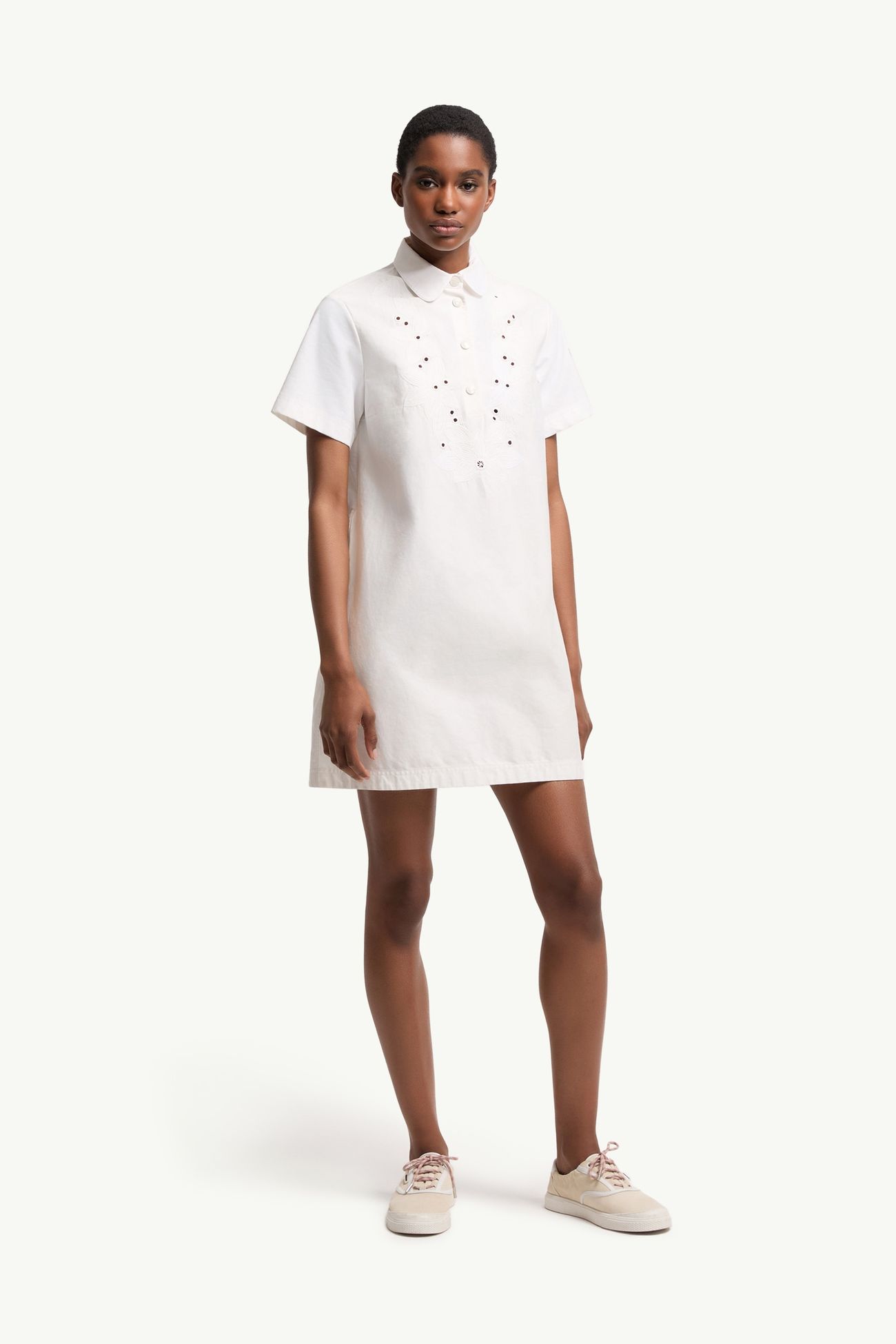 Embroidered Shirt Dress Women White Moncler 3