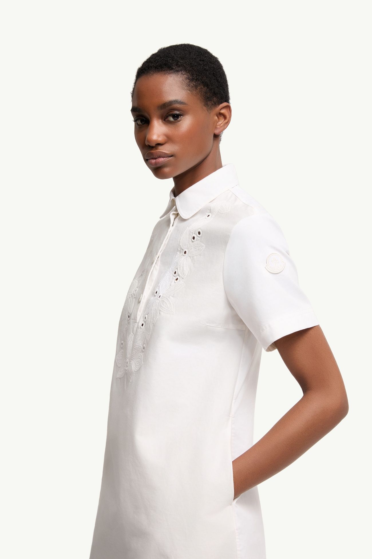 Vestido camisero bordado Mujer Blanco Moncler 5