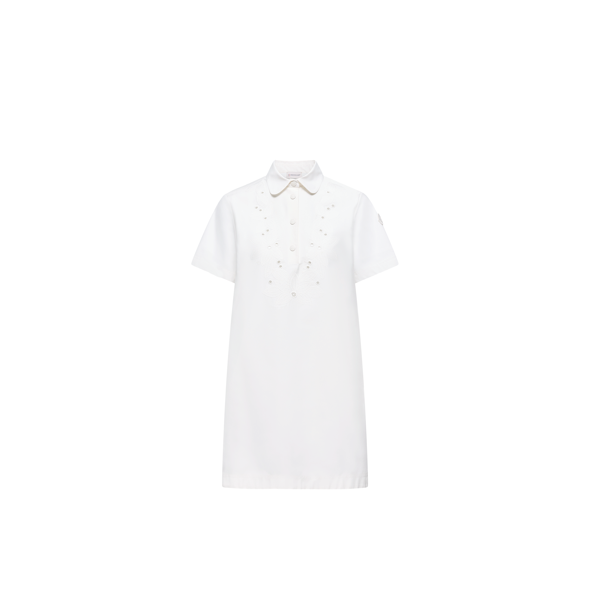 Moncler   Embroidered Shirt Dress for Women in White, Size: 38