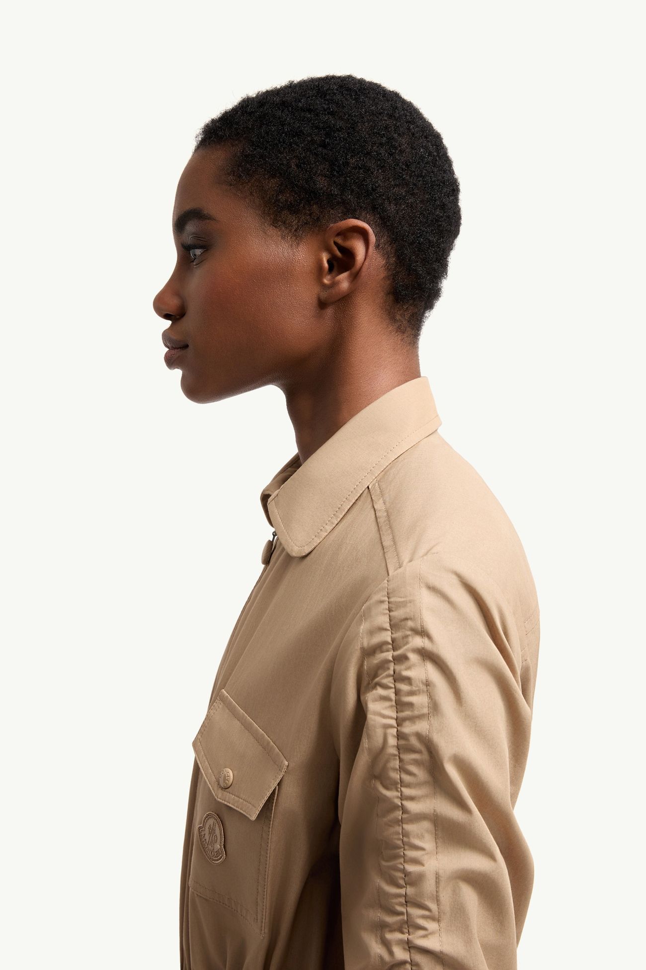 Vestido camisero de popelina de algodón Mujer Beige Moncler 1