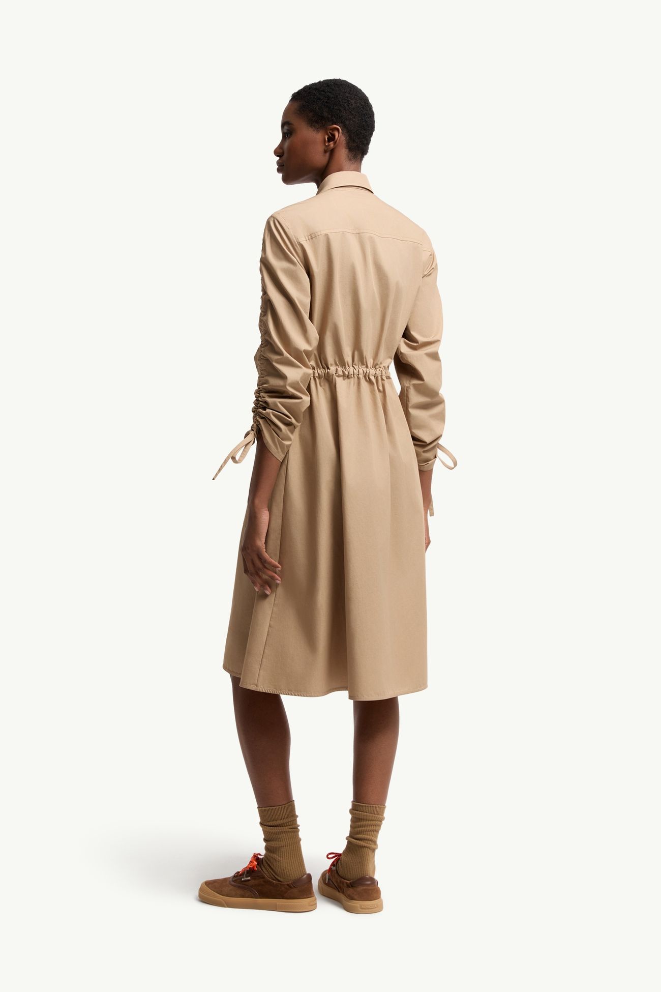 Abito chemisier in popeline di cotone Donna Beige Moncler 4