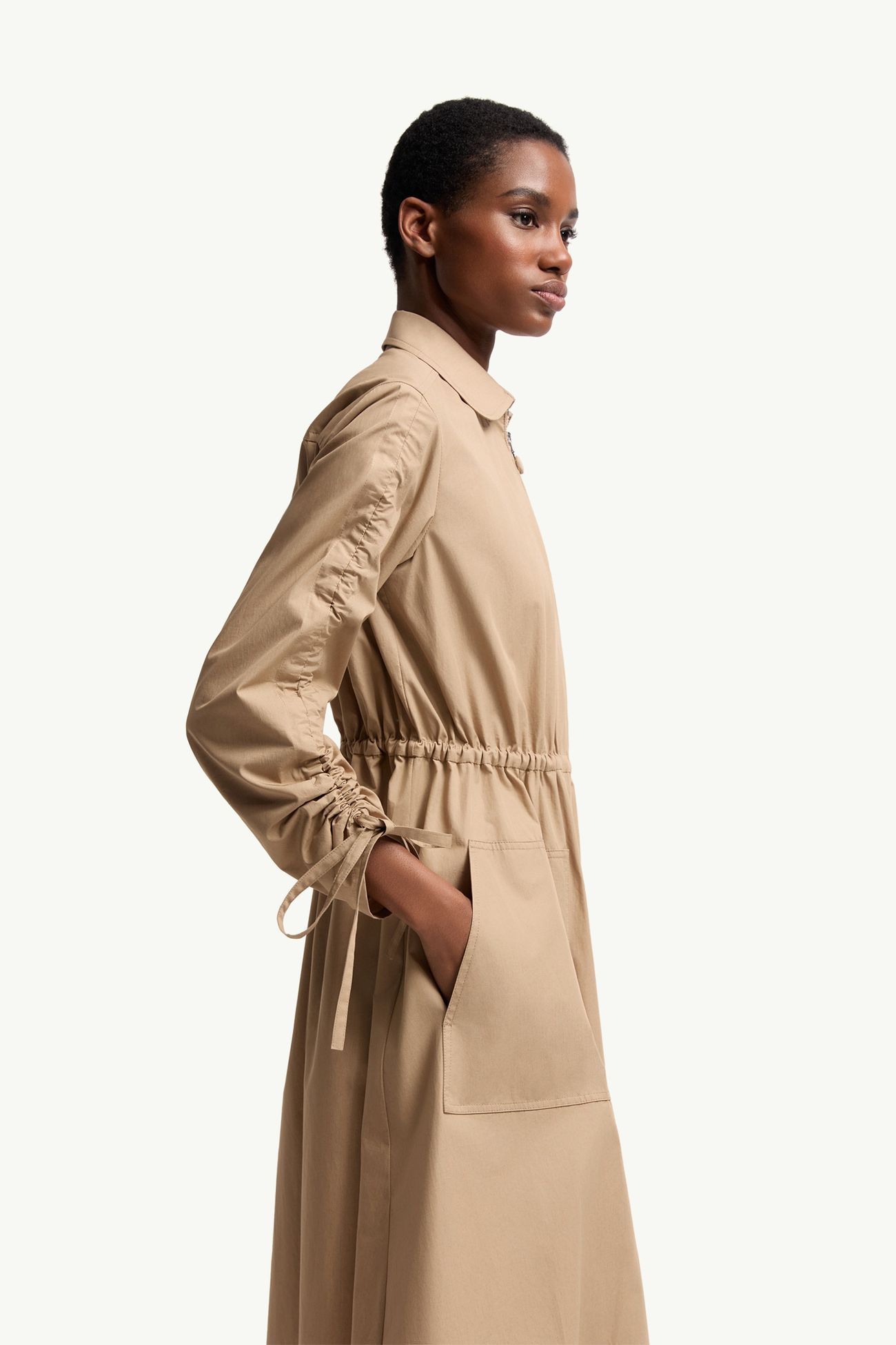 Abito chemisier in popeline di cotone Donna Beige Moncler 5