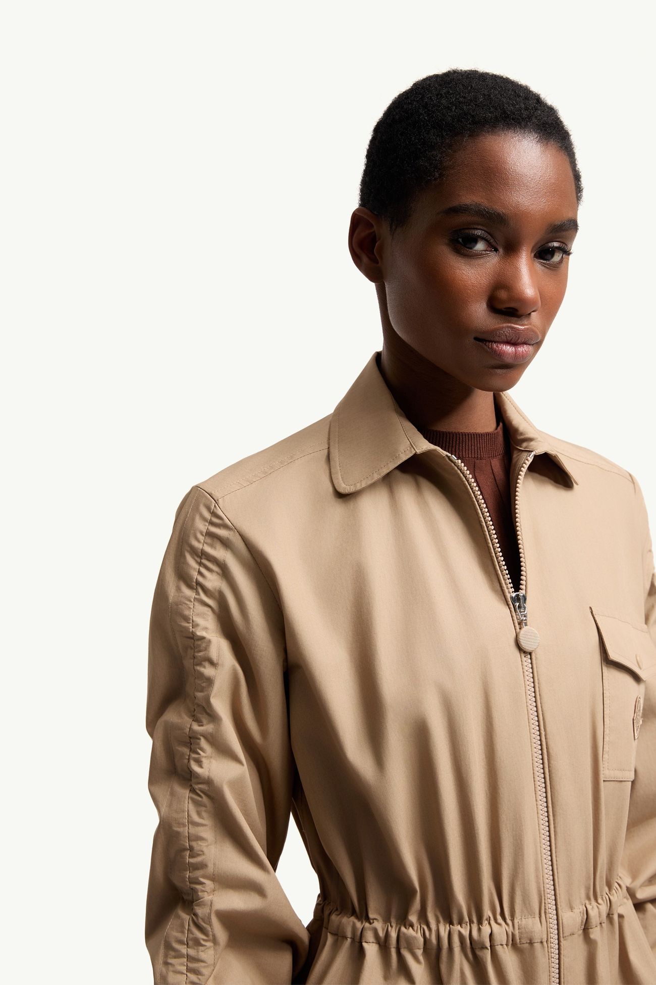 Abito chemisier in popeline di cotone Donna Beige Moncler 6