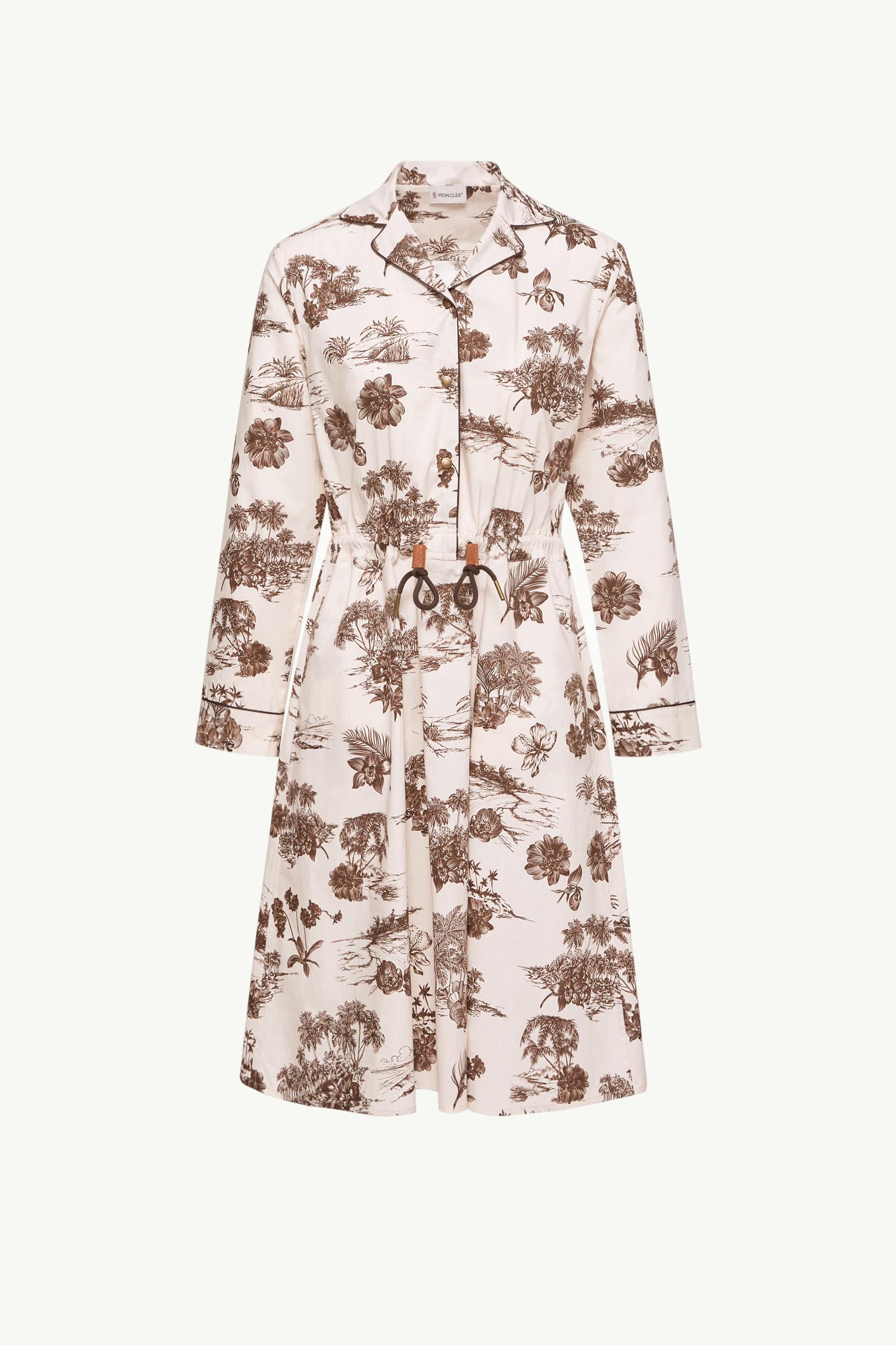 Floral Knee Length Shirt Dress Women White Ivory Moncler, 1 of 0