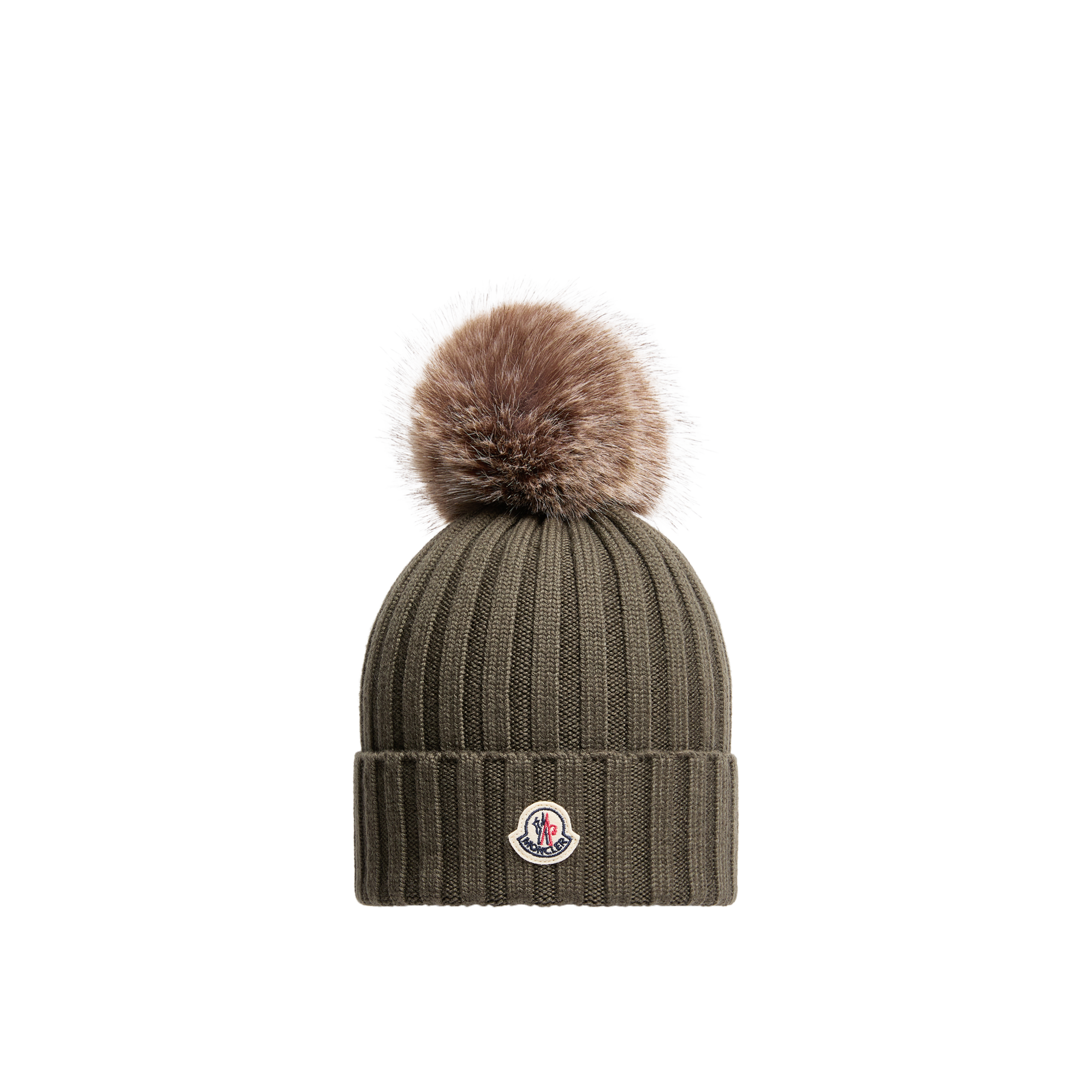 Moncler   Wool Beanie With Pom Pom for Women in Green, Size: One Size