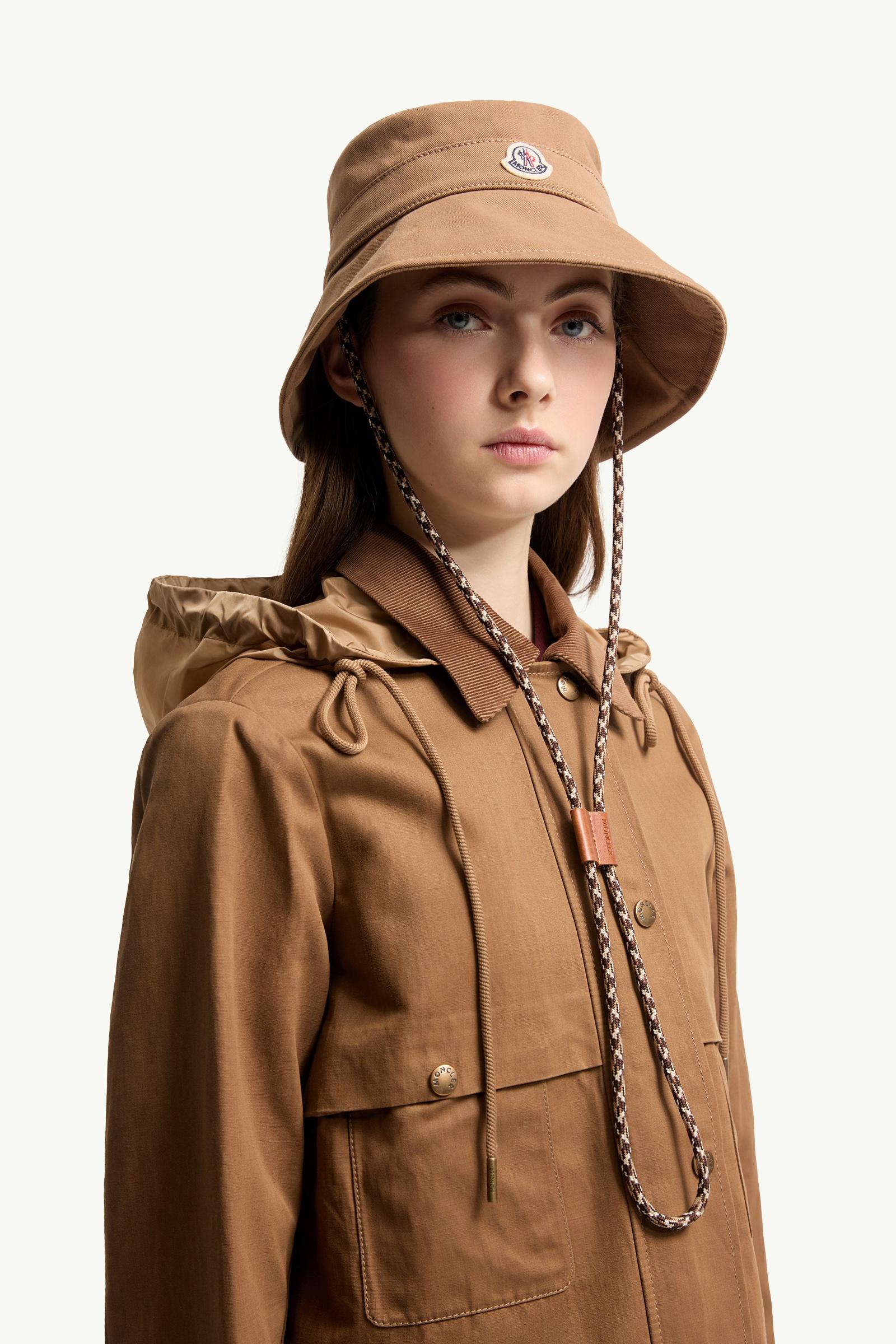 Camel Beige Logo Cotton Gabardine Bucket Hat - Hats & Beanies for