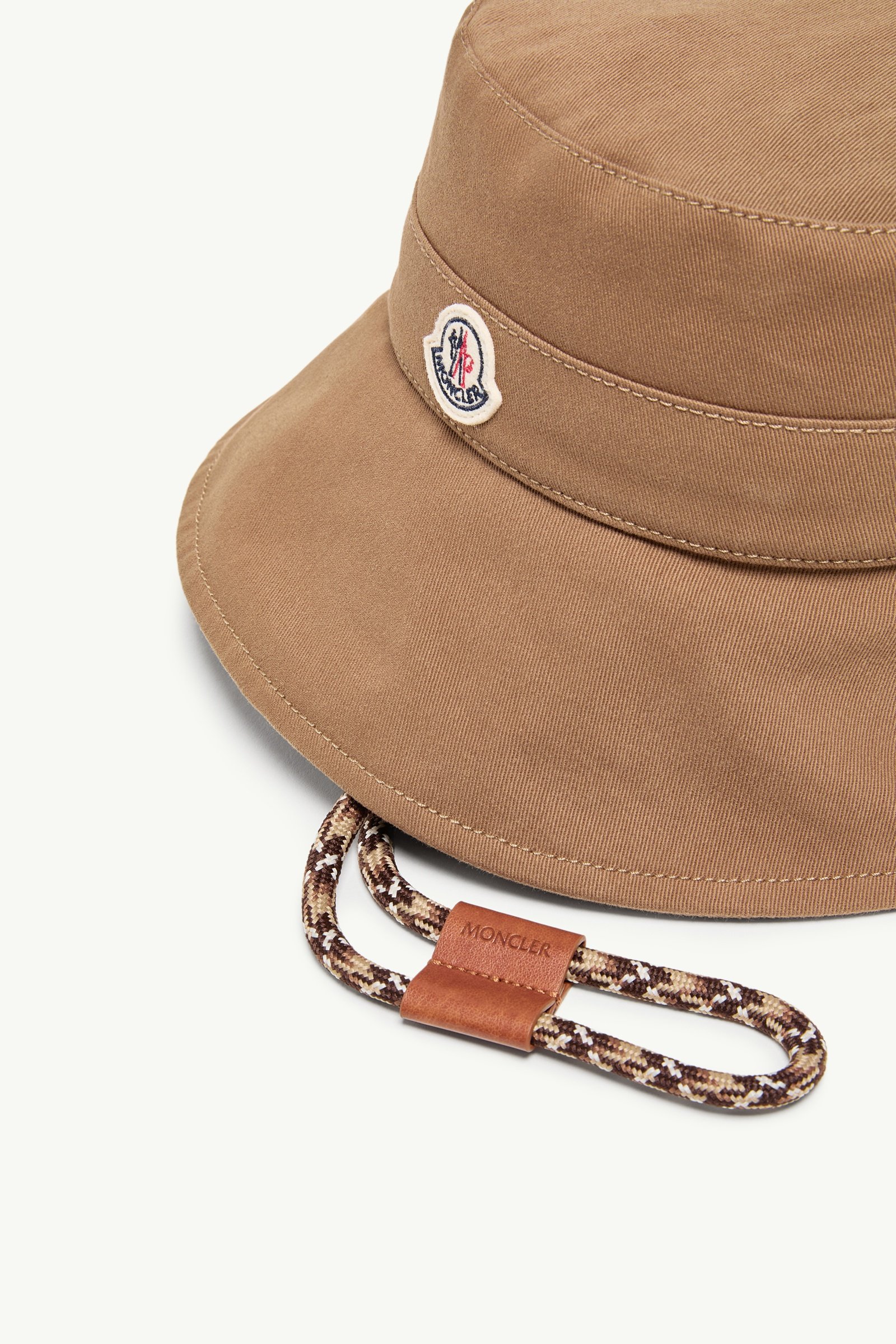 Camel Beige Logo Cotton Gabardine Bucket Hat - Hats & Beanies for