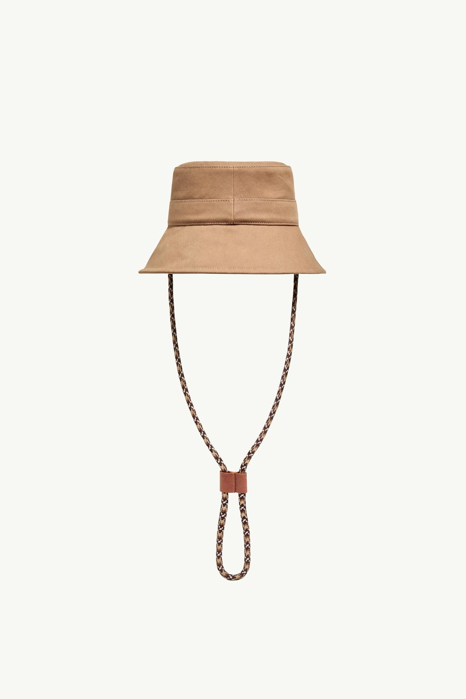 Camel Beige Logo Cotton Gabardine Bucket Hat - Hats & Beanies for
