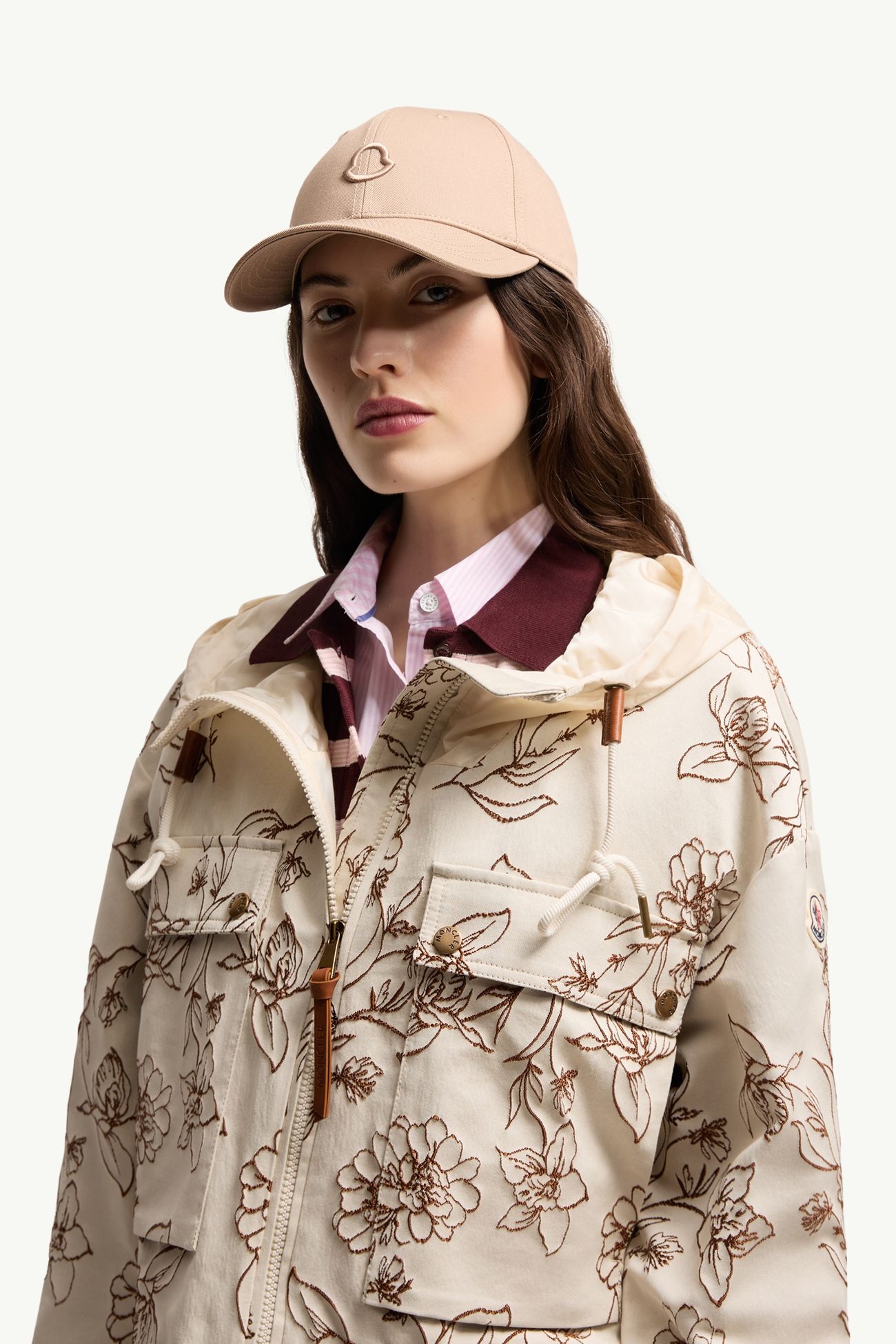 Baseballkappe aus Baumwollgabardine mit Logo Damen Hellbeige Moncler 1