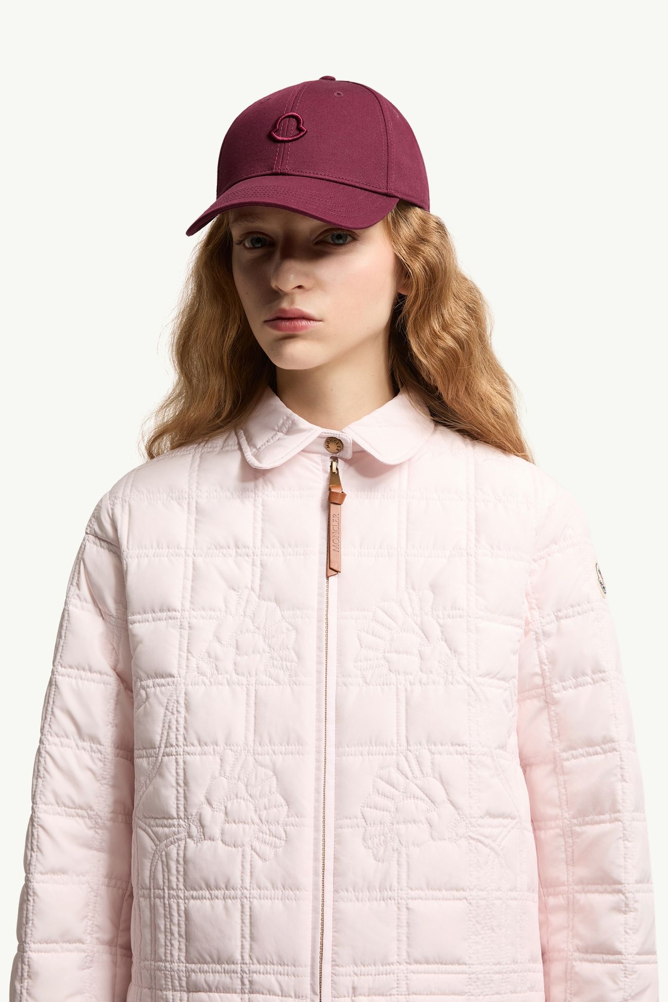 Logo Cotton Gabardine Baseball Cap Women Burgundy Moncler 1