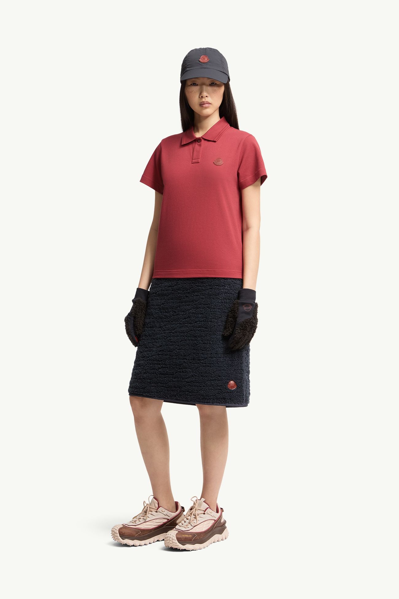 標誌珠地棉Polo恤 女士 深紅色 Moncler 0