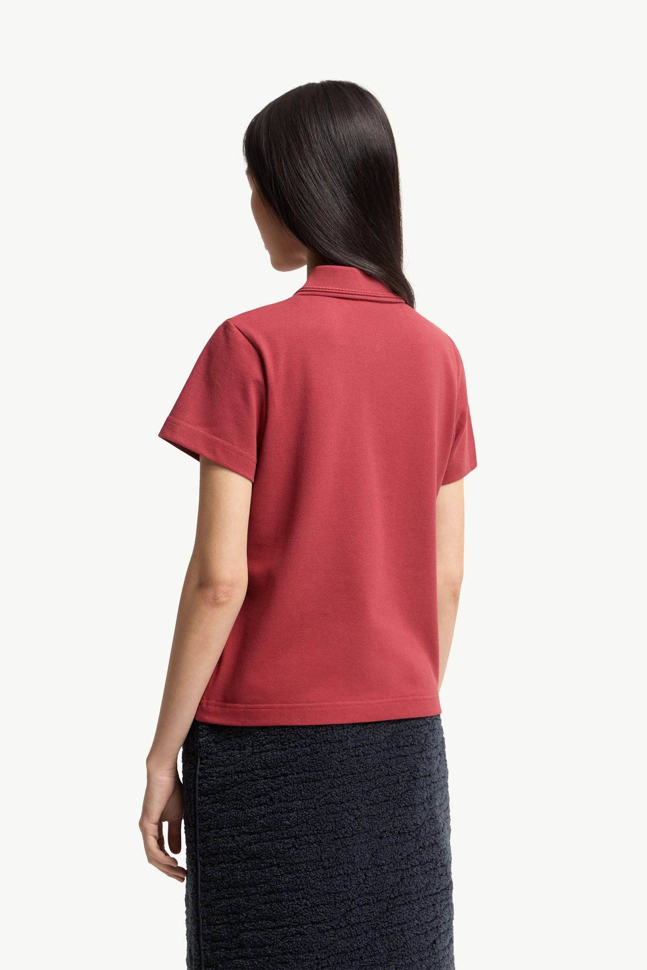 Piqué-Poloshirt mit Logoaufnäher Damen Dunkelrot Moncler 4