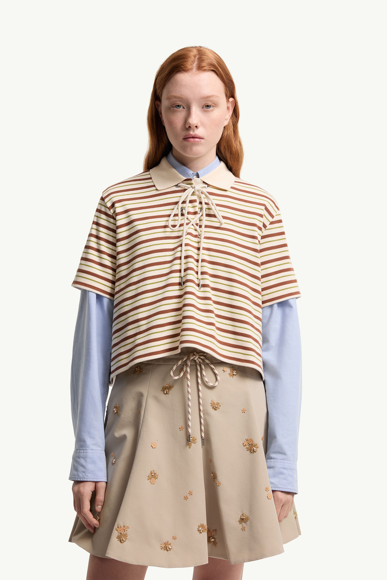 Polo a righe in cotone Donna Bianco & Marrone Moncler 3