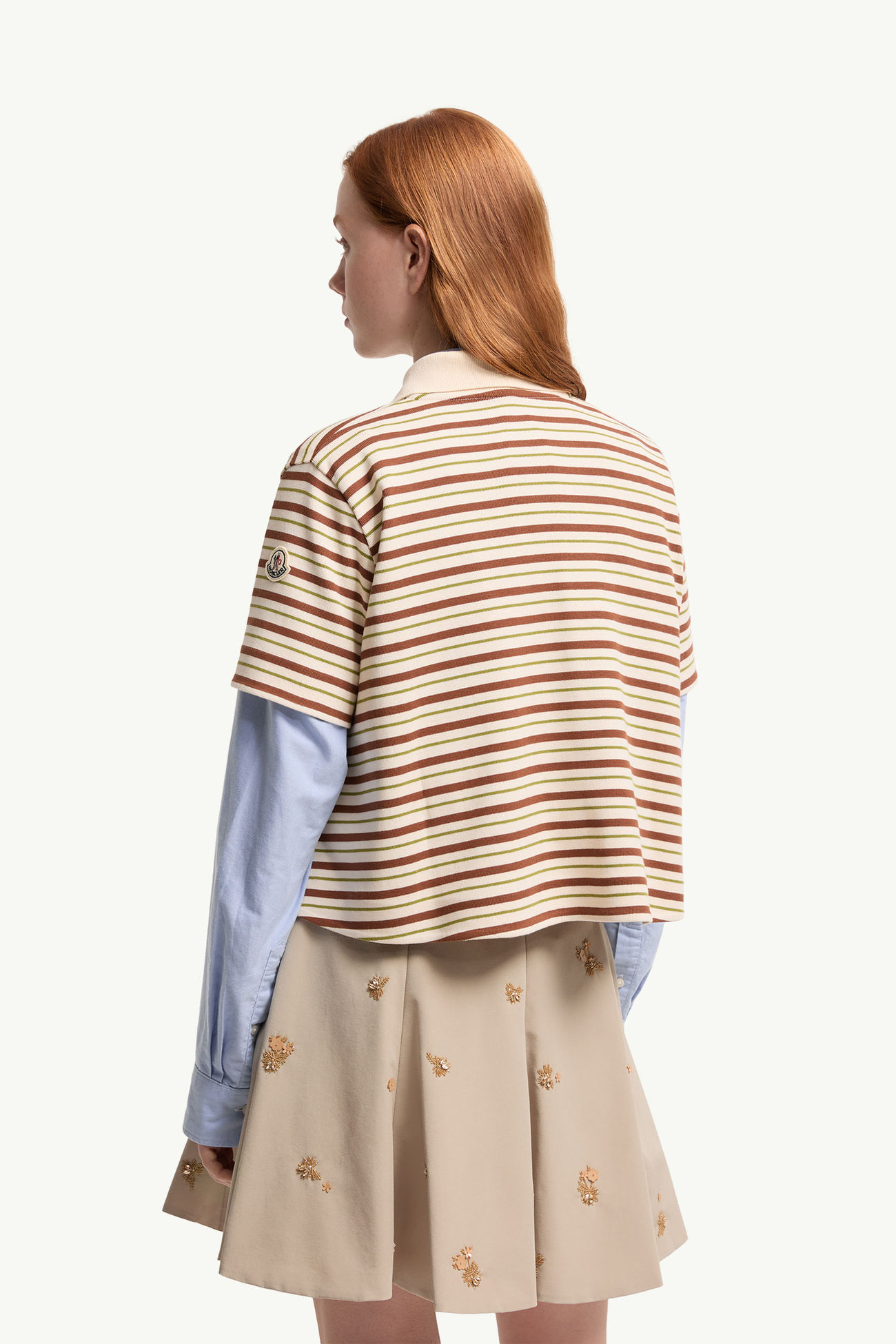 Polo en coton rayé Femmes Blanc & Marron Moncler 4