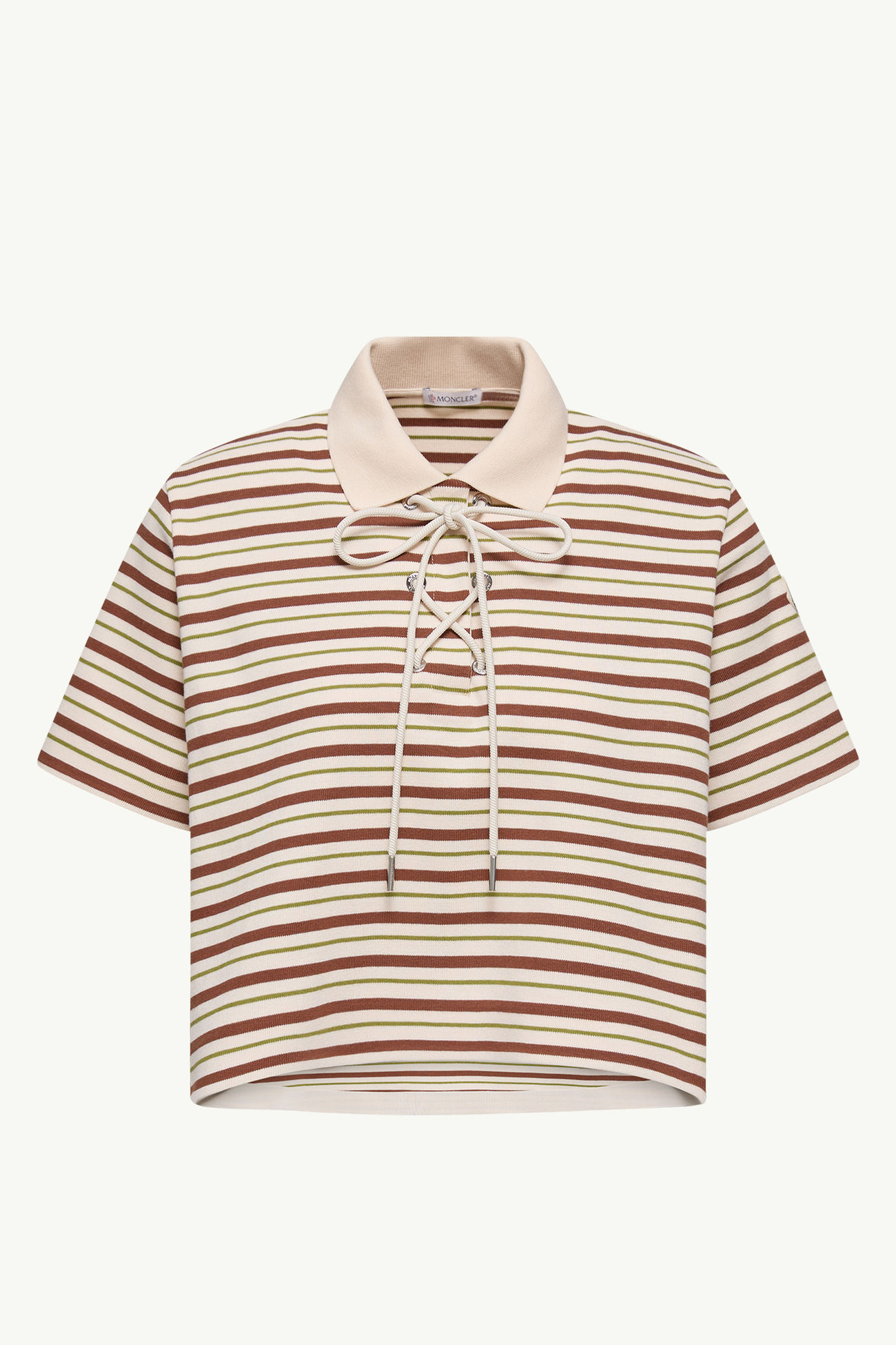 女士条纹棉质Polo衫 女士 白色 & 棕色 Moncler 2