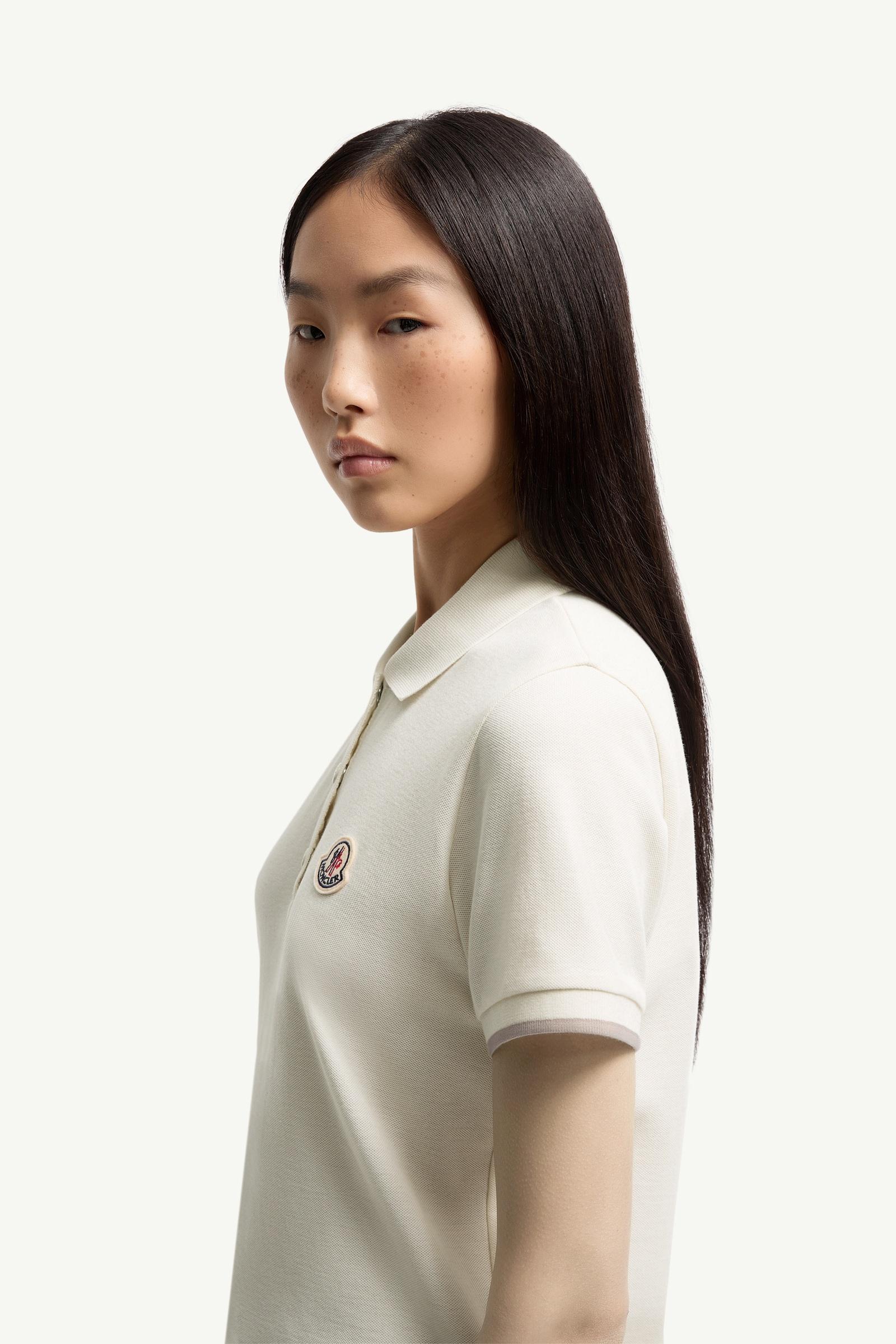 MONCLER ホワイト ポロシャツ レディース　XS White Logo Cotton Piquet Polo Shirt - Tops & T-shirts for Women