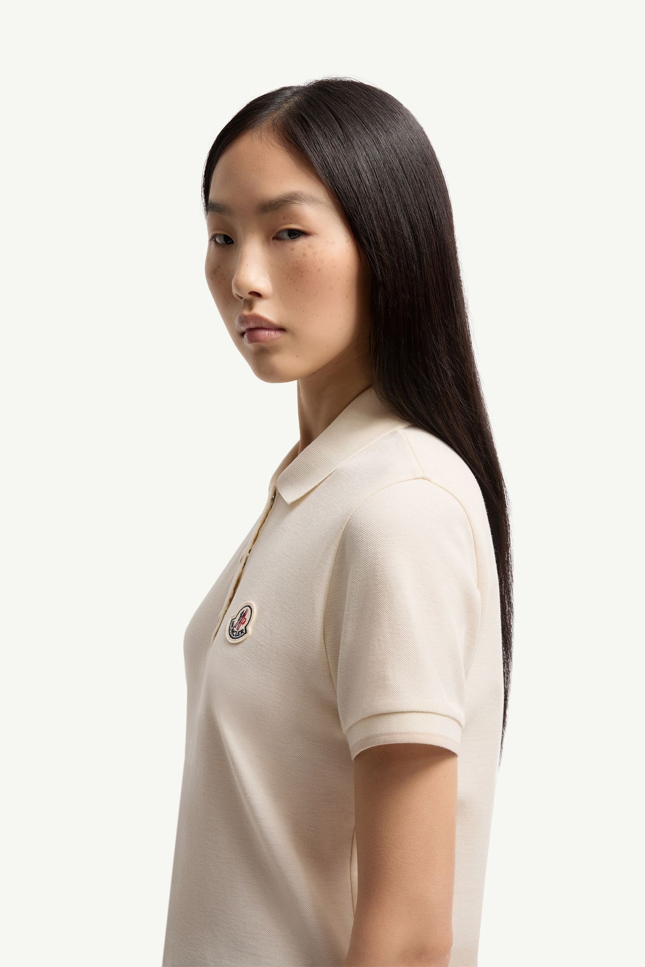 Logo Cotton Piquet Polo Shirt Women White Moncler 1
